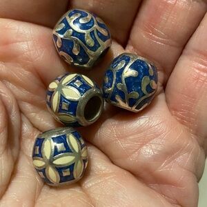 4 Brighton Blue and Cream Beaded Jewelry